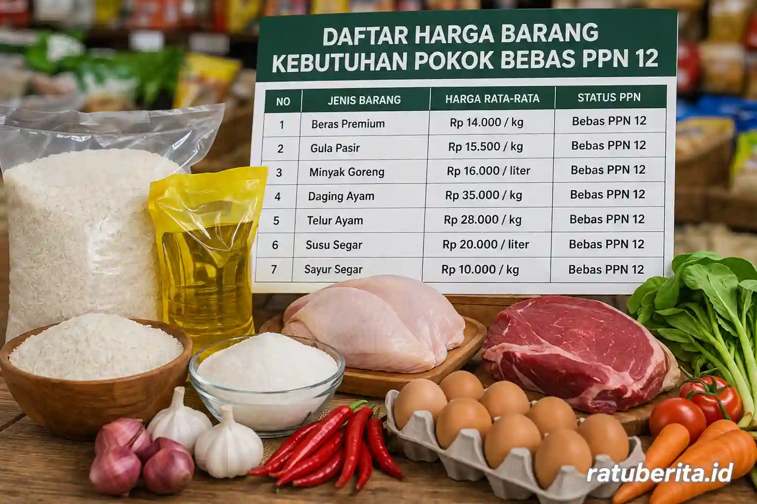 Daftar Harga Barang Kebutuhan Pokok Bebas Ppn 12