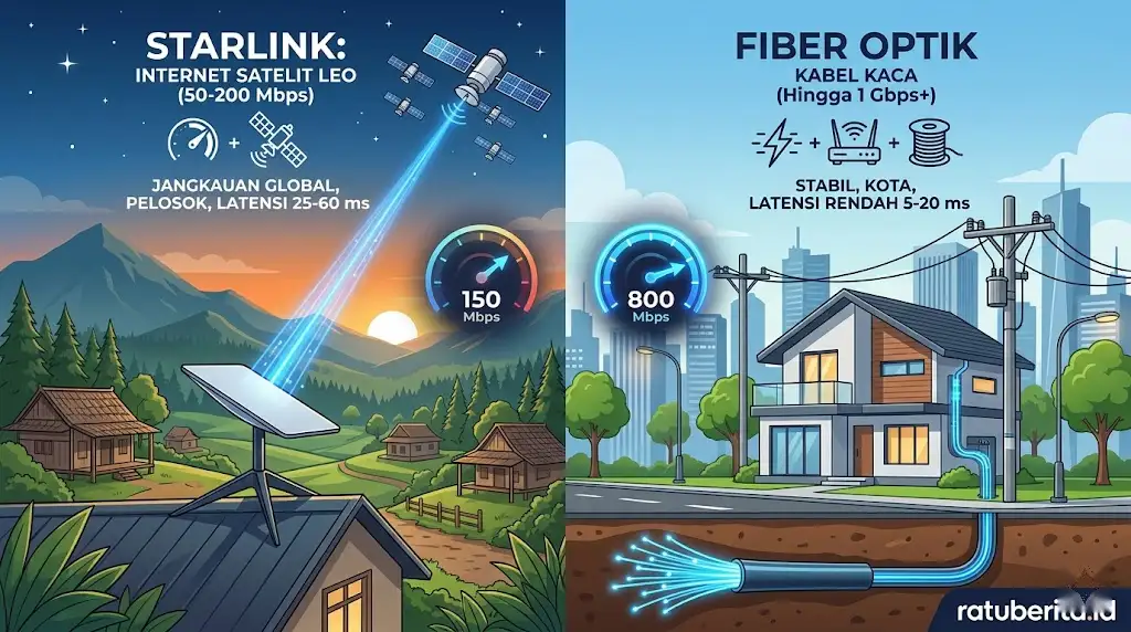 Perbandingan Kecepatan Starlink Vs Fiber Optik