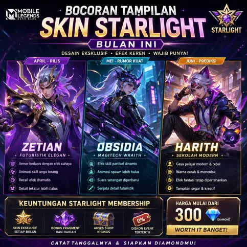 Bocoran Tampilan Desain Skin Starlight Bulan Ini