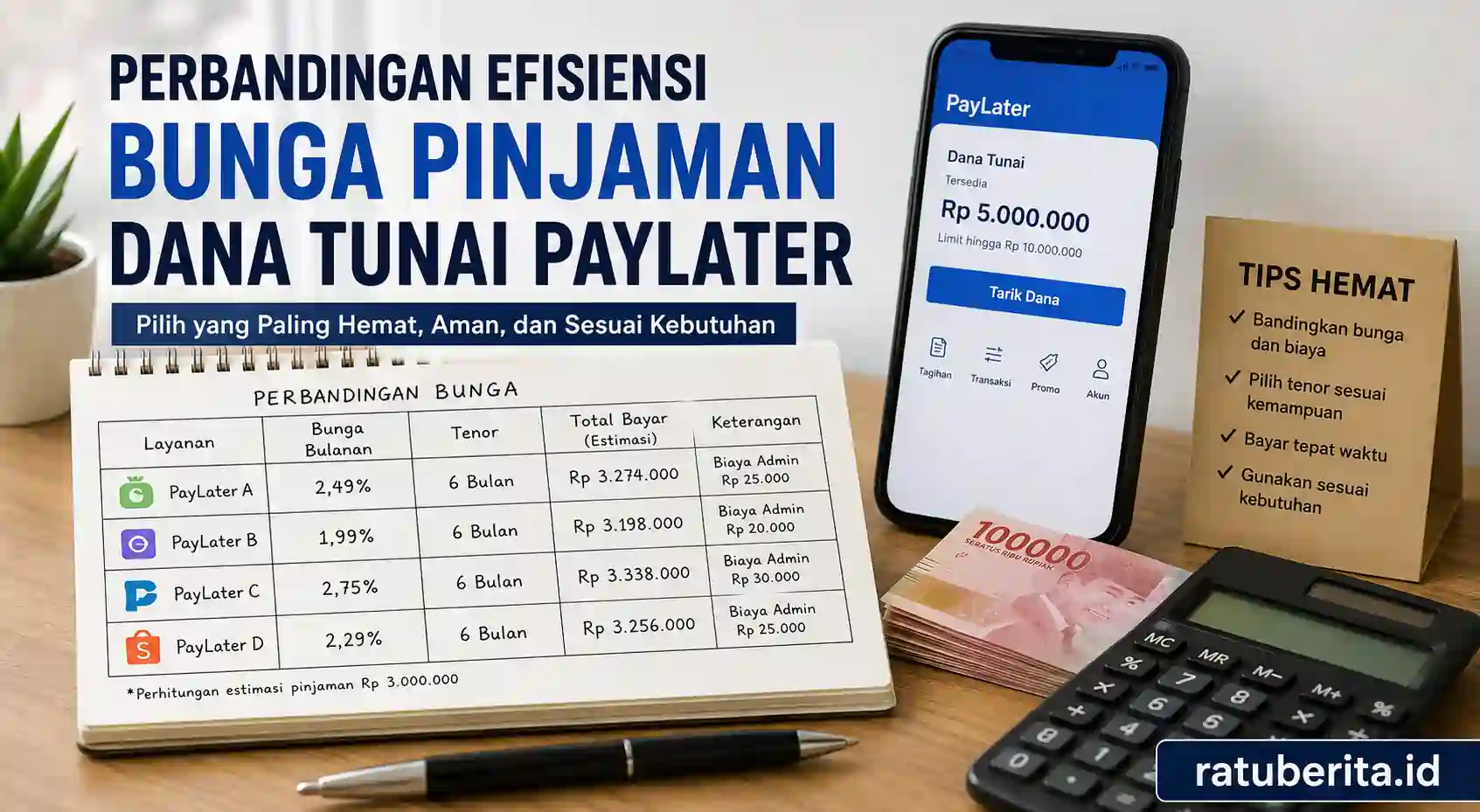 Perbandingan Efisiensi Bunga Pinjaman Dana Tunai Paylater