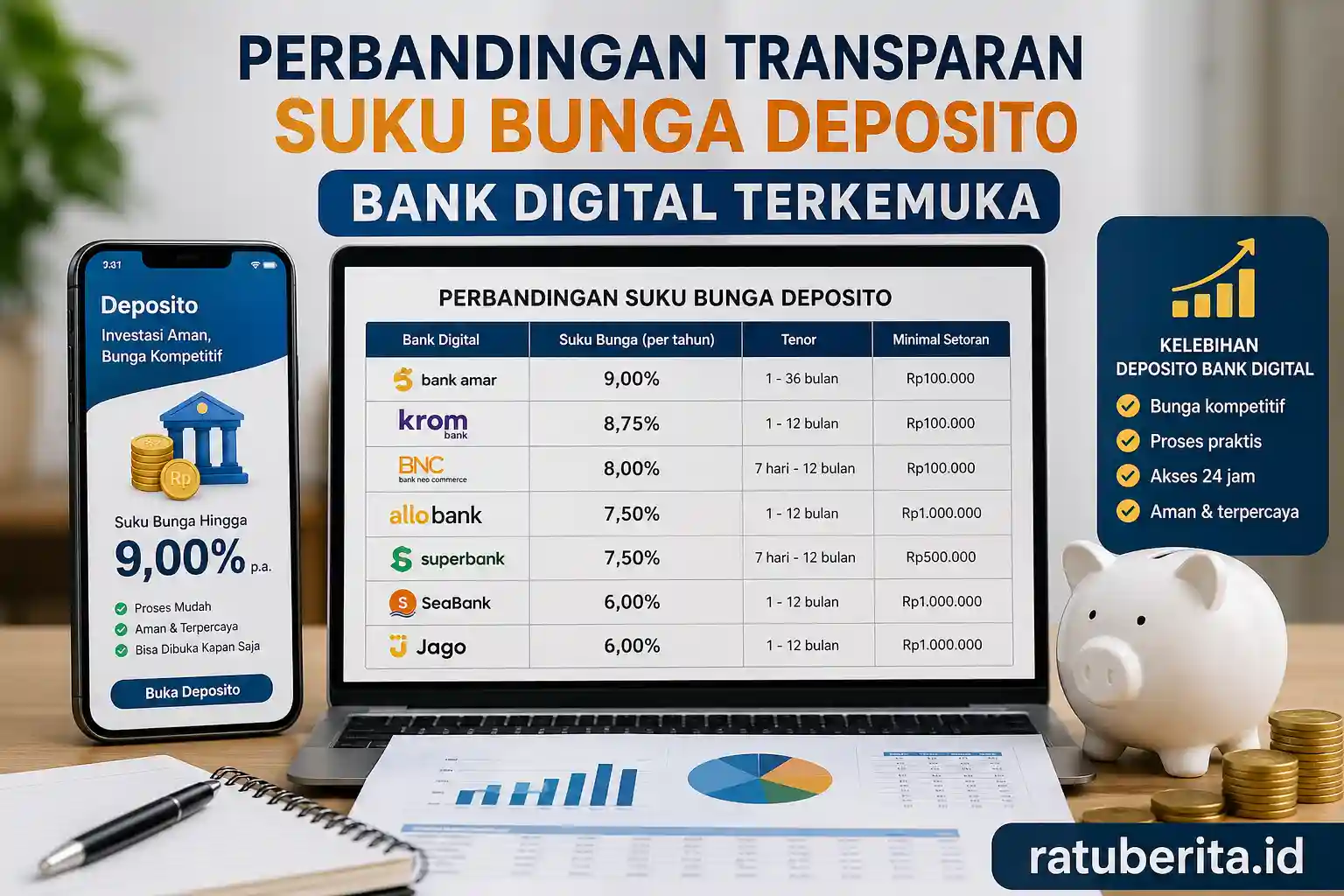 Perbandingan Transparan Suku Bunga Deposito Bank Digital Terkemuka