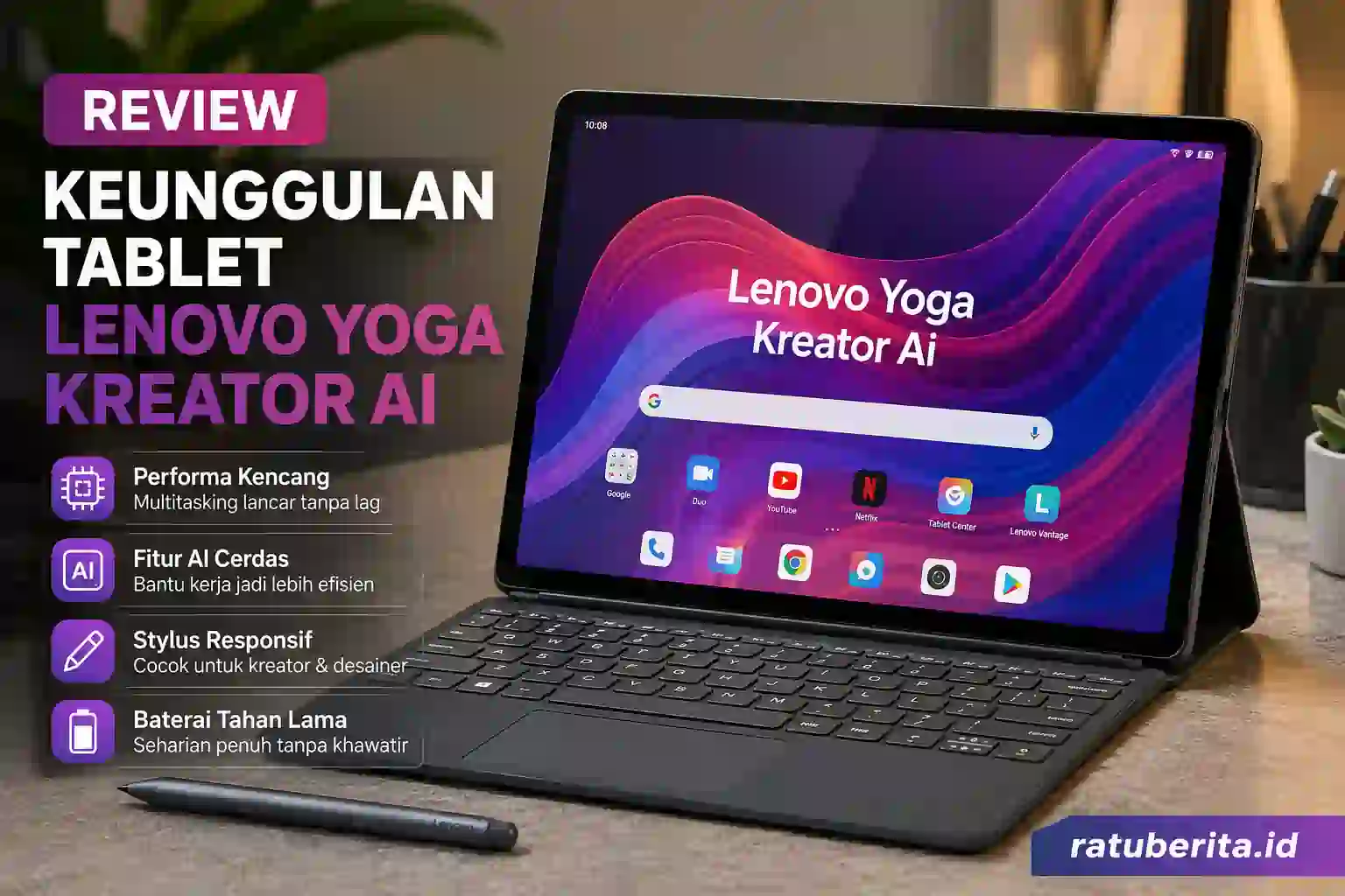 Review Keunggulan Tablet Lenovo Yoga Kreator Ai