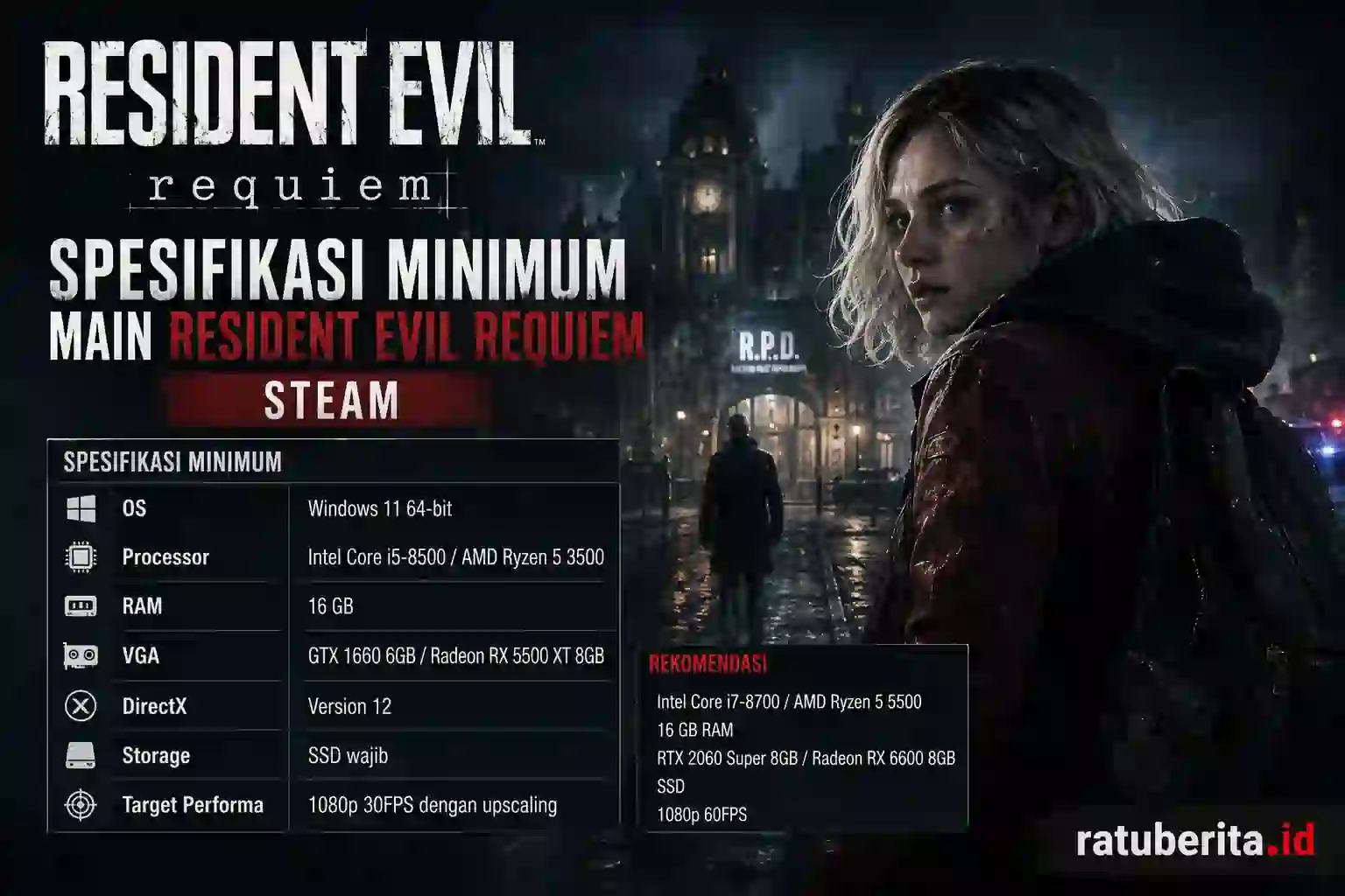 Spesifikasi Minimum Main Resident Evil Requiem Steam