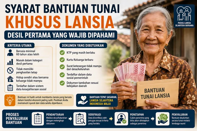 Syarat Bantuan Tunai Khusus Lansia Desil Pertama
