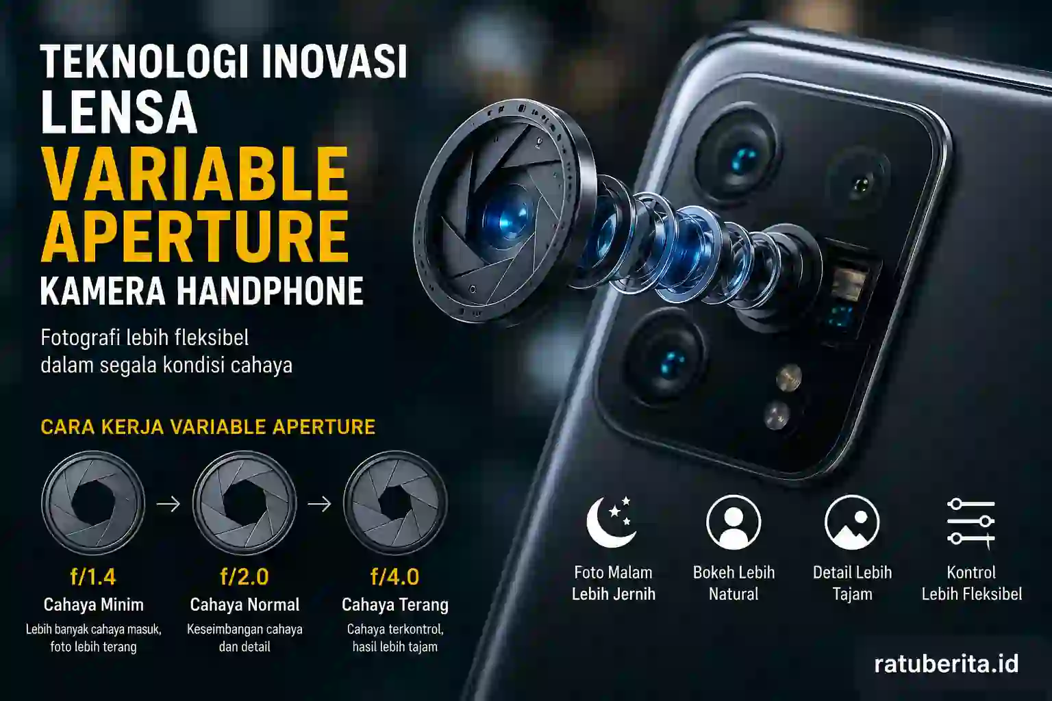 Teknologi Inovasi Lensa Variable Aperture Kamera Handphone