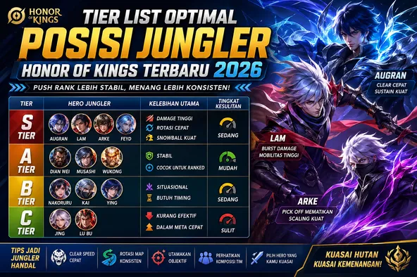 Tier List Optimal Posisi Jungler Honor Of Kings